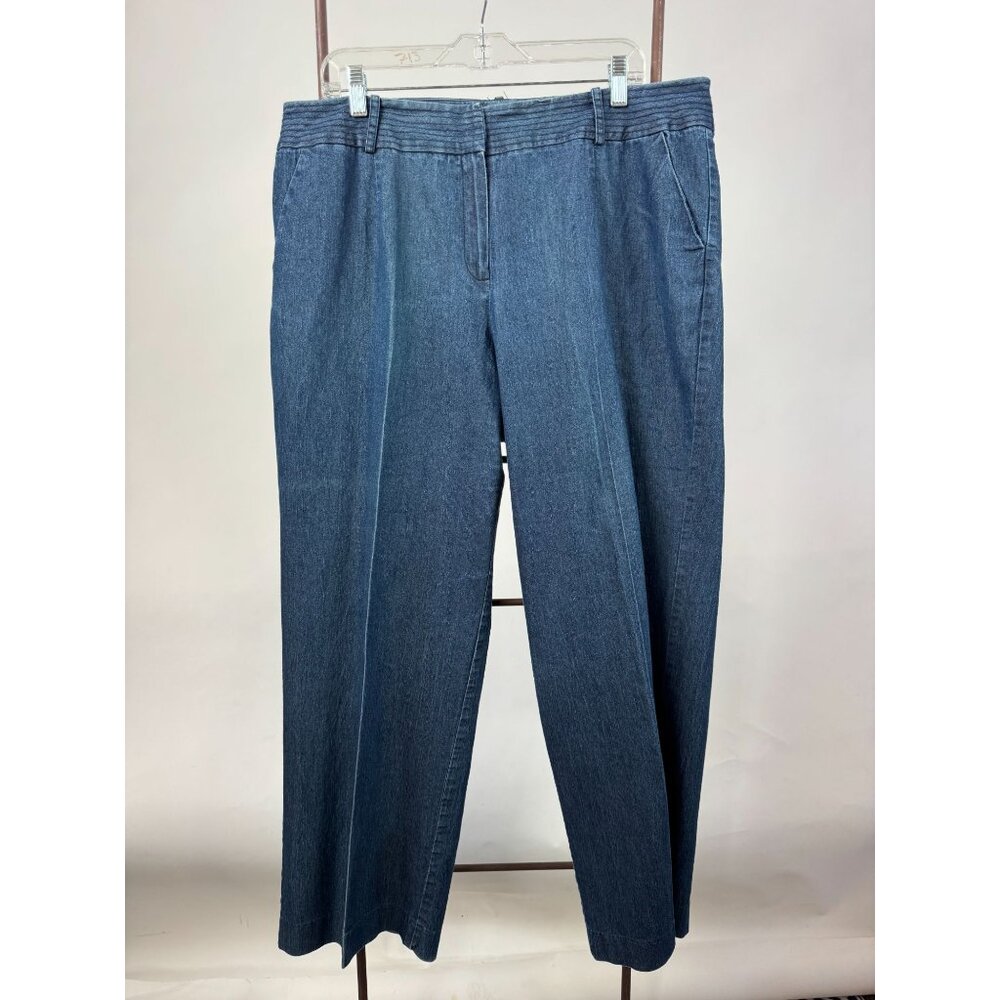 Larry Levine Woman Stretch Denim Trousers 16W Cotton Blend Made In Cambodia